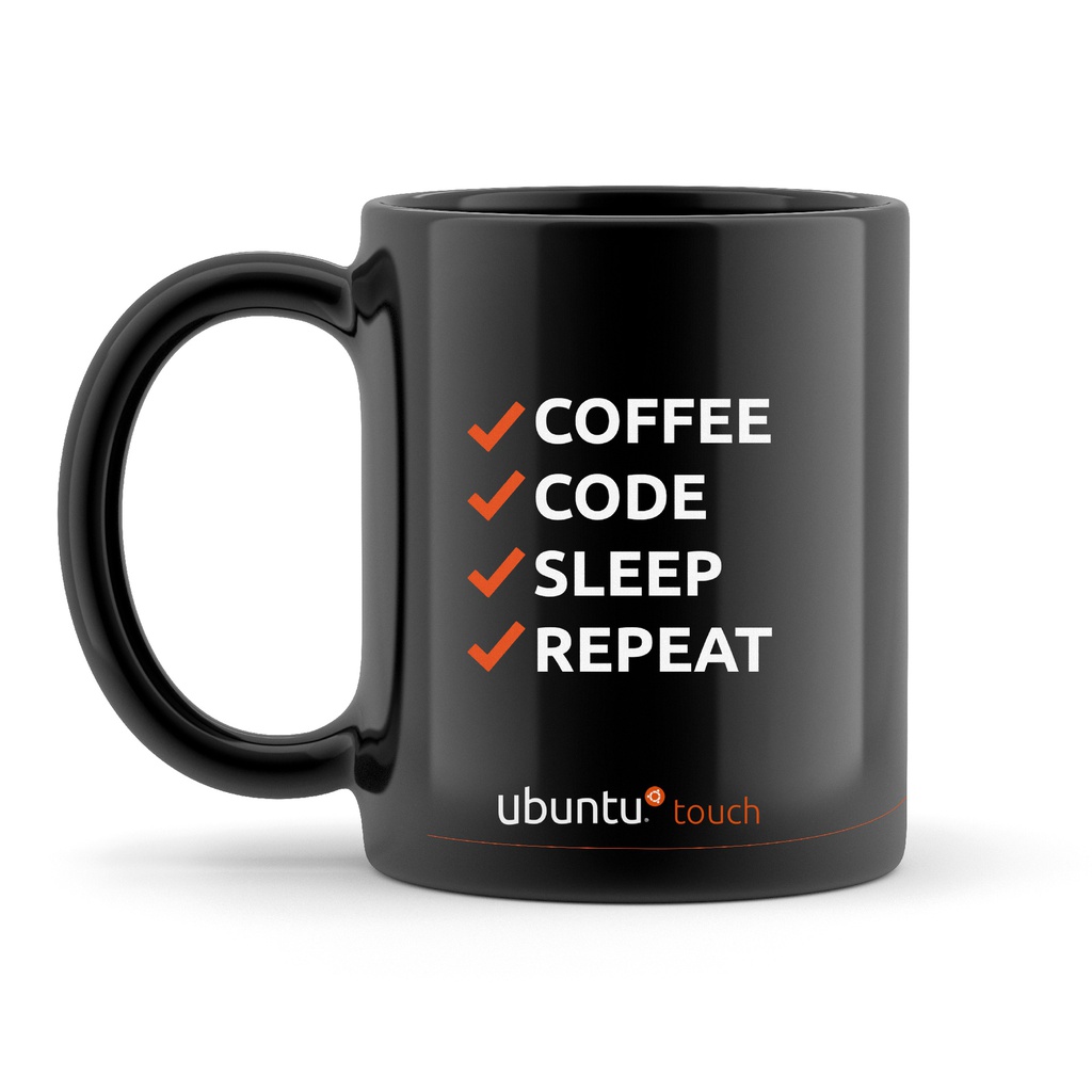 Coffee mug -Yumi with mobile phone – Coffee Code Sleep Repeat